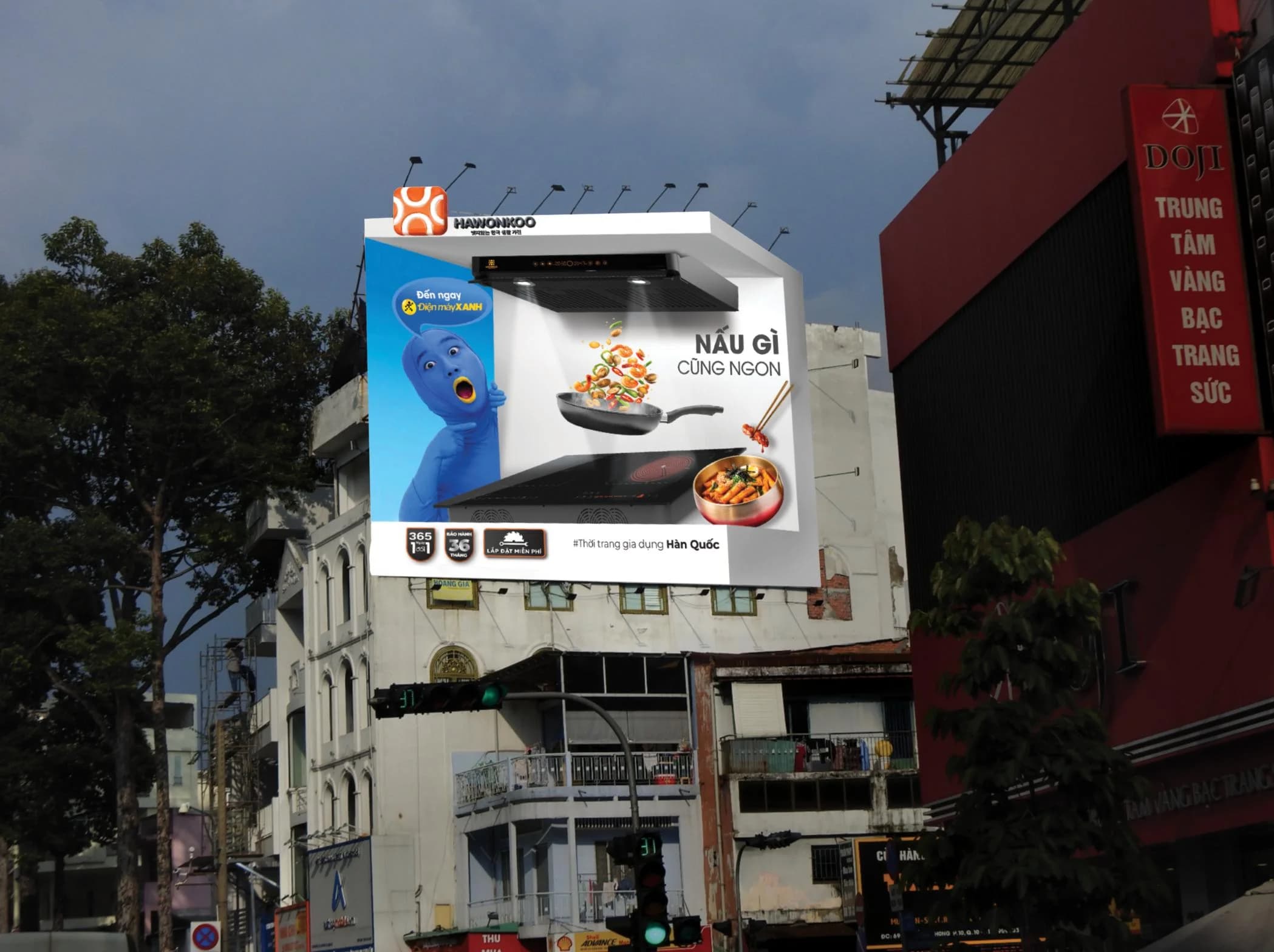 Billboard Hawonkoo × Điện Máy Xanh ban ngày tại Quận 10 – 227 Đường 3/2, Phường 10, Quận 10, TP.HCM
